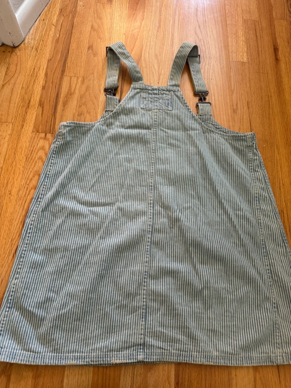 We the Free Smocked mini overall dress in Railroad stripe - Picture 7 of 13